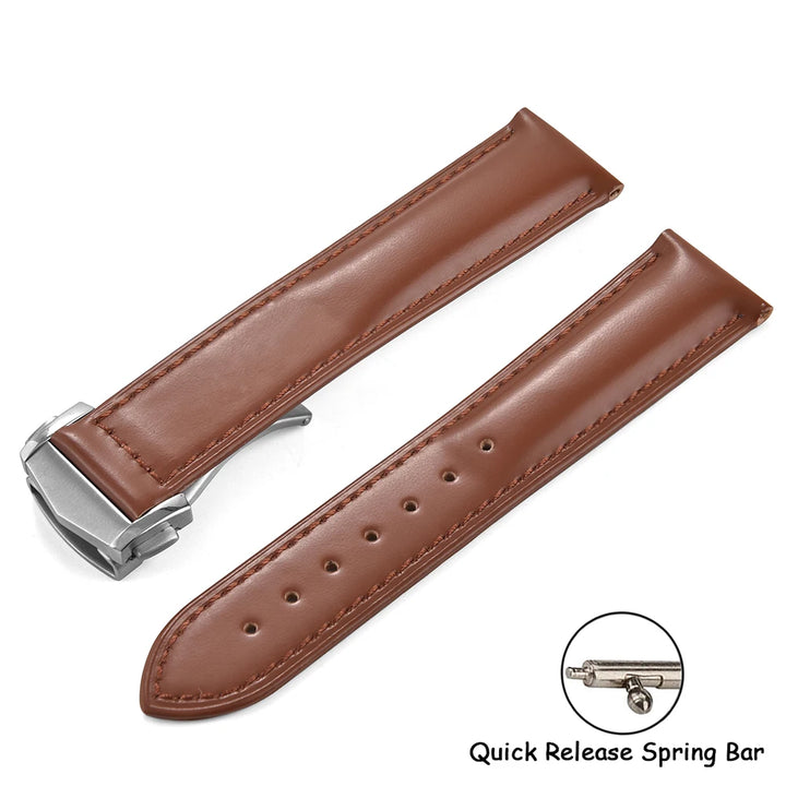 Cowhide Leather Strap Folding Buckle 19mm 20mm 21mm 22mm for Omega Seamaster Universal Leather Watch Band Watch Accessories Men