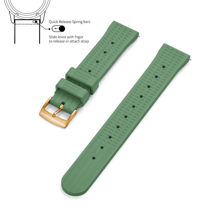 NATOBELT Quality Waffle FKM Rubber Strap 20mm 22mm Sport Quick Release Rubber Watchbands For Men's Diving Watch