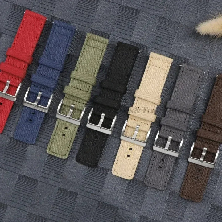 Braided Canvas Watch Strap 18–22mm