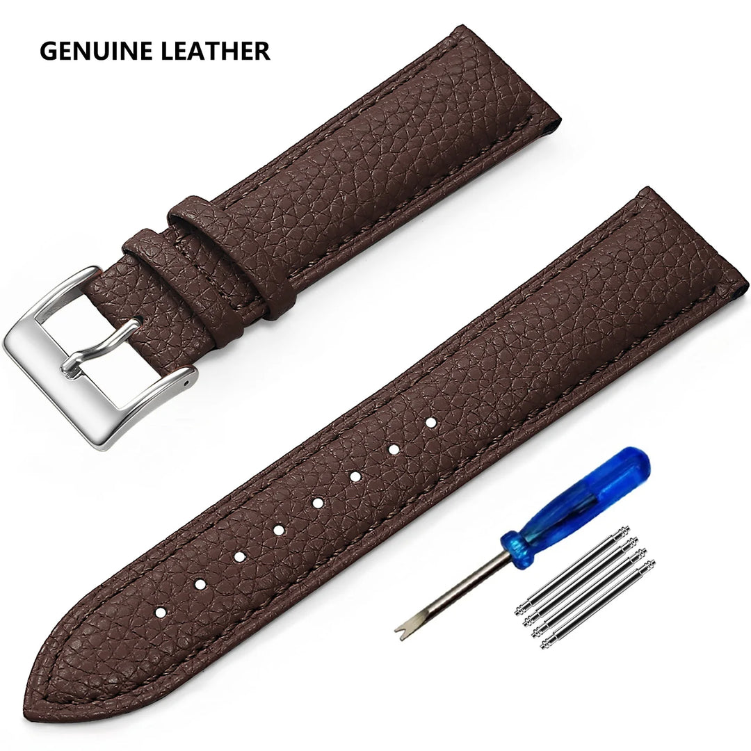 Genuine Leather Watch Strap – 12–24mm with Tool