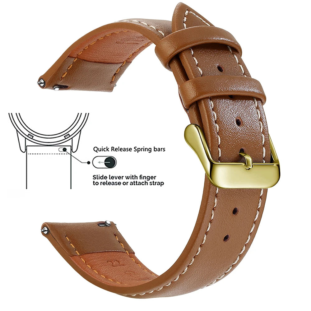 Samco Genuine Leather Watch Band 18–22mm (Quick Release)