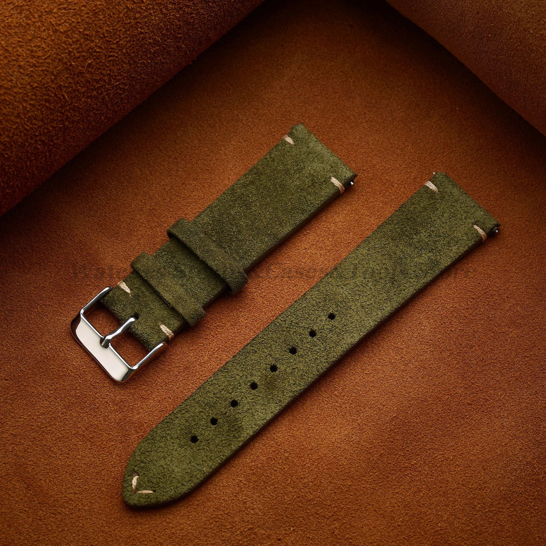 Soft Suede & Calfskin Quick Release Watch Strap for Huawei GT3/GT4 – 14-22mm