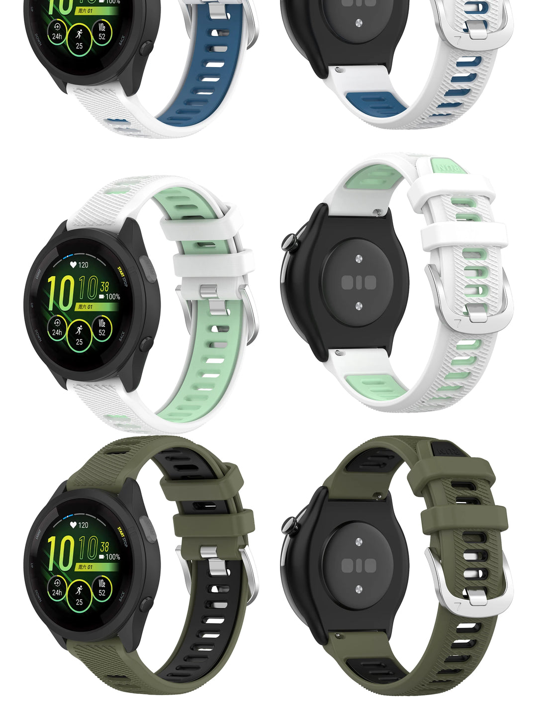 Silicone Sports Strap for Garmin Forerunner, Venu & Vivoactive (18-22mm)
