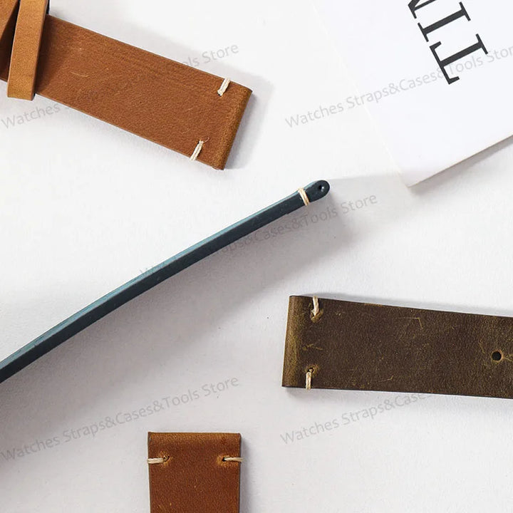 Crazy Horse Leather Retro Watchband 18mm 20mm 21mm 22mm for Seiko for Rolex Men Women Bracelet for Samsung Galaxy Watch 3/4/5/6