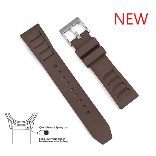 Premium Fluoro Rubber Watch Band Quick Release FKM Rubber Watch Strap 20mm 22mm Watch Strap Watch Replacement Watchband