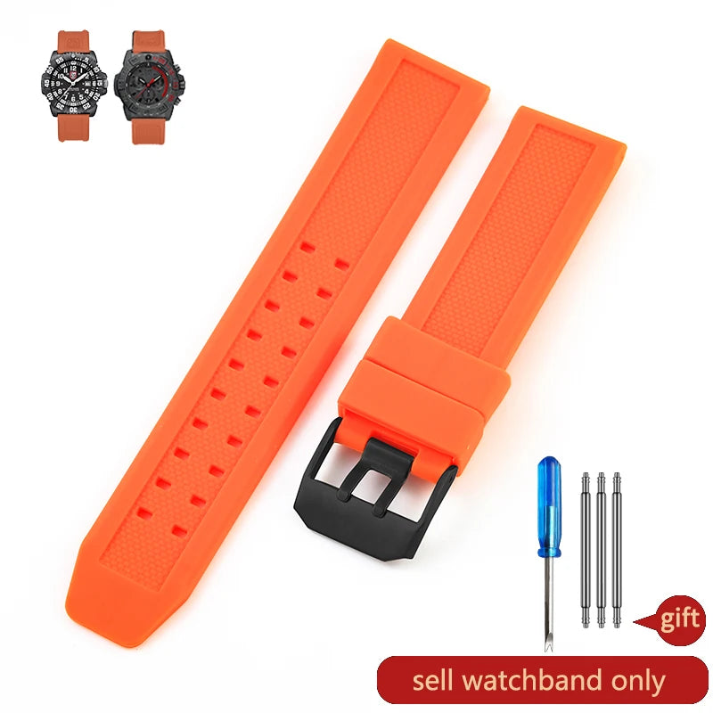 Waterproof Silicone Watch Band 20–23mm for Luminox 3051.BO (Outdoor,