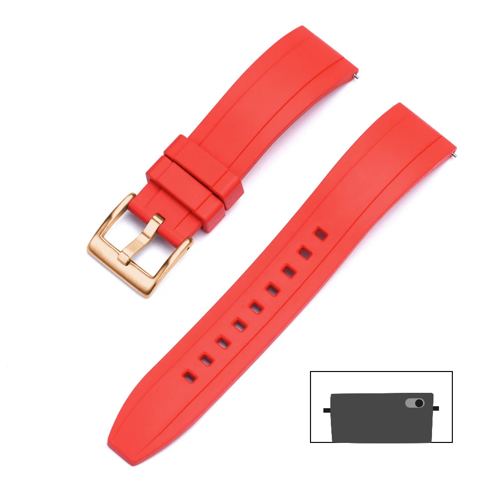 Universal FKM Rubber Watch Strap – 20–24mm Waterproof Sport Band for Rolex, Omega, Armani & Seiko