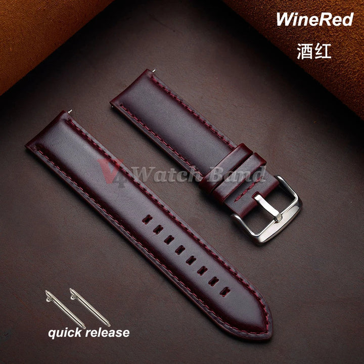 Gold Pin Buckle Brown Cowhide Leather Watch Strap – 18-26mm