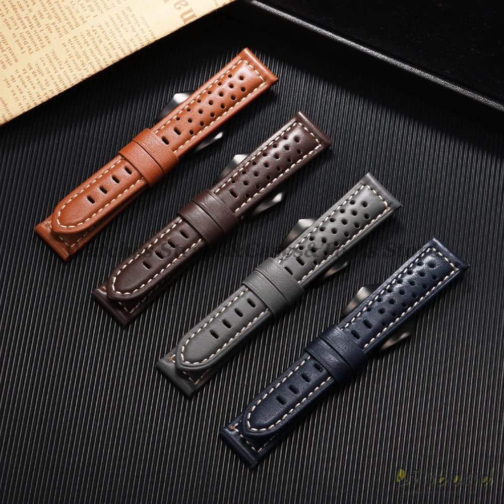 Handmade Cowhide Breathable Leather Watch Band 18mm 20mm 22mm 24mm 26mm for Panerai for Omega Men's Strap Watchband Accessories