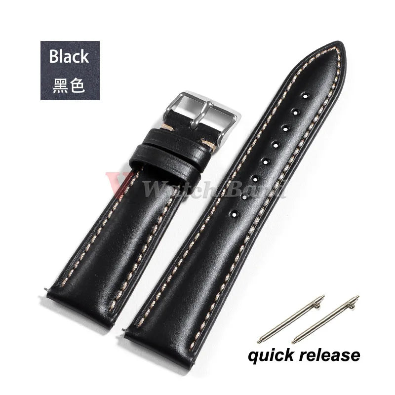 Vintage Oil Wax Leather Watch Strap – 18-22mm Brown for Samsung Galaxy