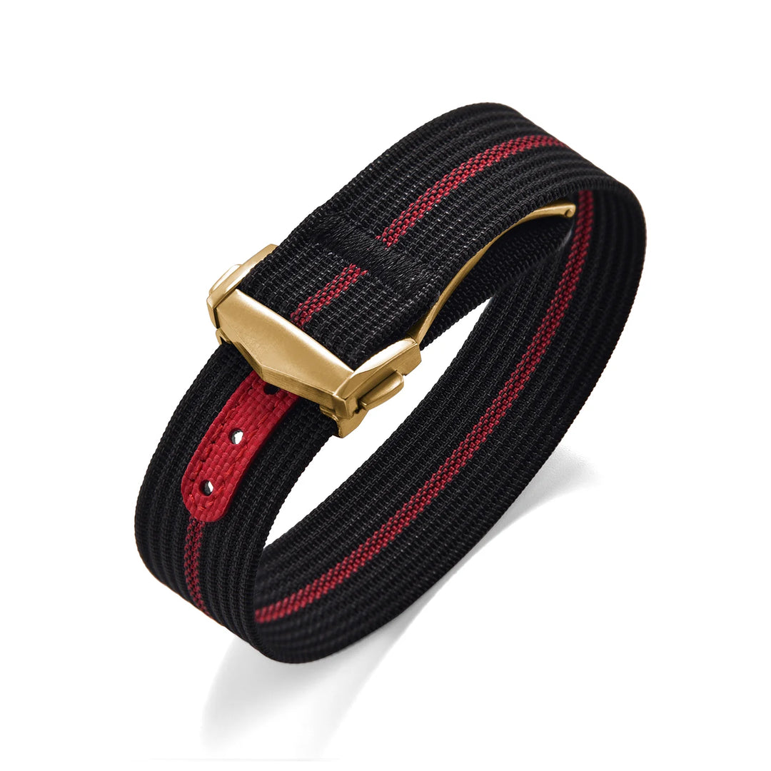 Ribbed Nylon & FKM Rubber Watch Strap – 18–22mm Folding Buckle for Omega, Tudor & Seiko