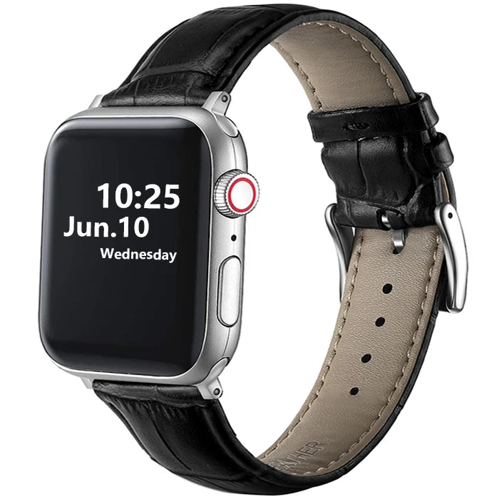 Leather Apple Watch Band (38/42mm, Series 3–6/SE Compatible)
