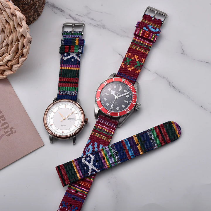 JUELONG Multicolor Nylon Sailcloth Watch Strap 20/22mm