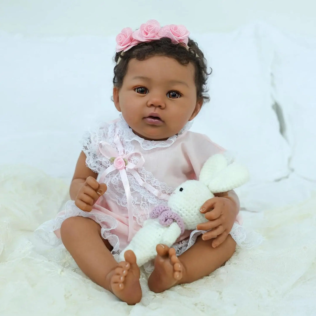 18″ Abigail Lifelike Reborn Doll – Dark Skin Tone, Soft Touch with Veins