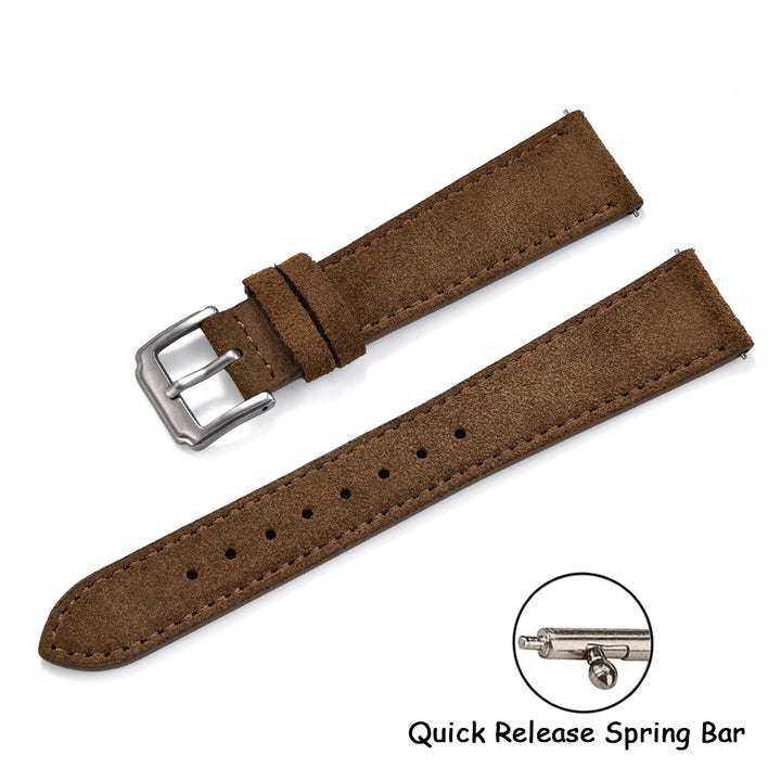 Vintage Suede Leather Watch Strap 18-22mm Quick Release for Omega, Seiko, Cartier, Tissot