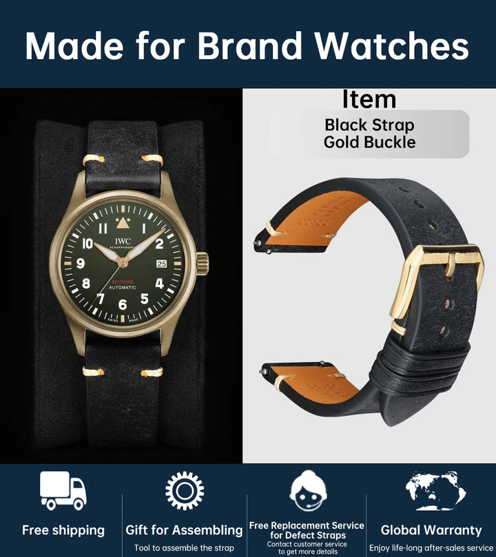 Top Full Grain Leather Watch Strap Quick Release For IWC MIDO SEIKO Watchband Accessories Bracelet Italian Cowhide Watch Band