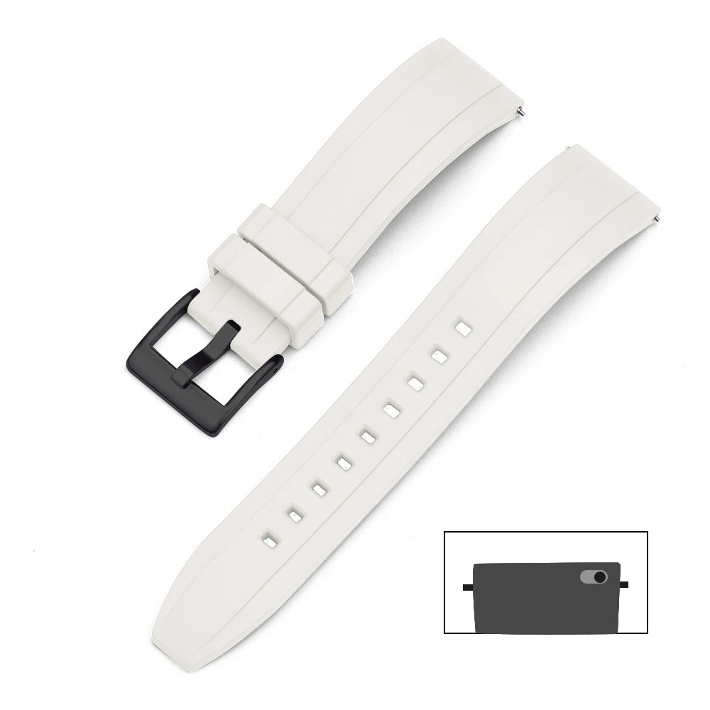Premium Grade Vulcanized FKM Rubber Watch Strap 18mm 19mm 20mm 21mm 22mm 23mm 24mm Quick Release Watchbands