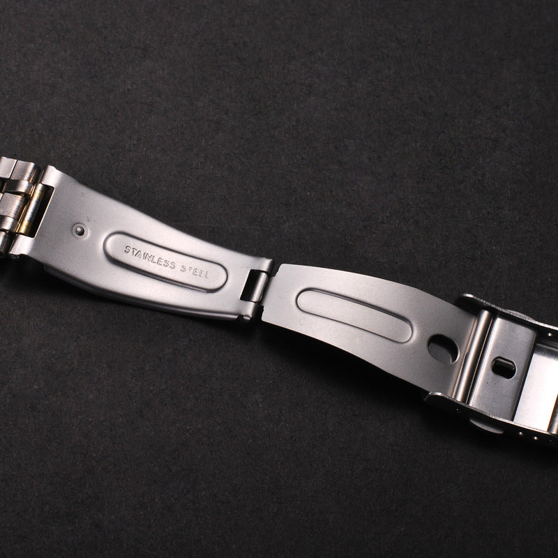 Universal Stainless Steel Watch Strap with Folding Buckle (18–22mm)