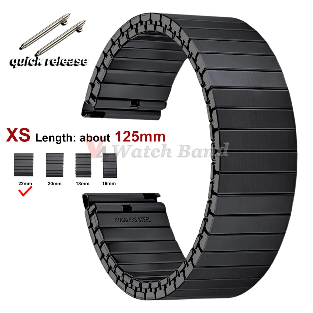 NEW Quick Release Stainless Steel Elastic Stretch Strap 14/16/18/20/22mm Watch Band Accessories Bracelet Metal Expansion Straps