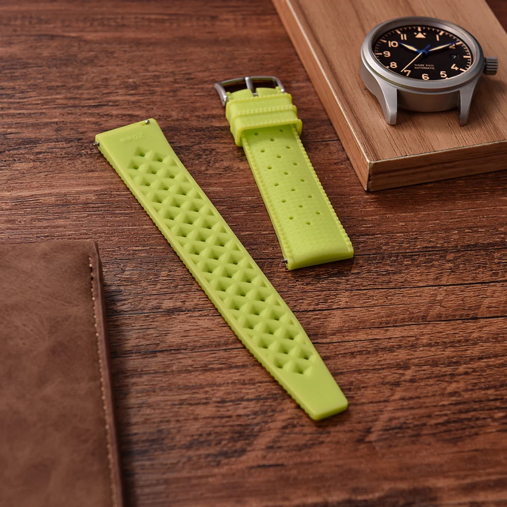 JUELONG Original Factory Design Glow Tropical Fluo Strap 20mm 22mm Quick Release Perfect Fit Flat End Universal FKM Rubber Strap
