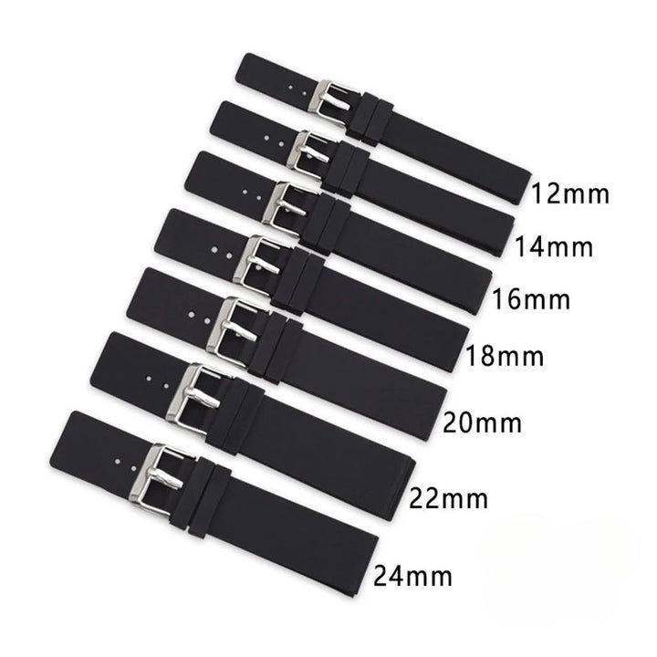 Silicone Watch Strap – 12–24mm, Soft Rubber for Seiko & Huawei GT Series