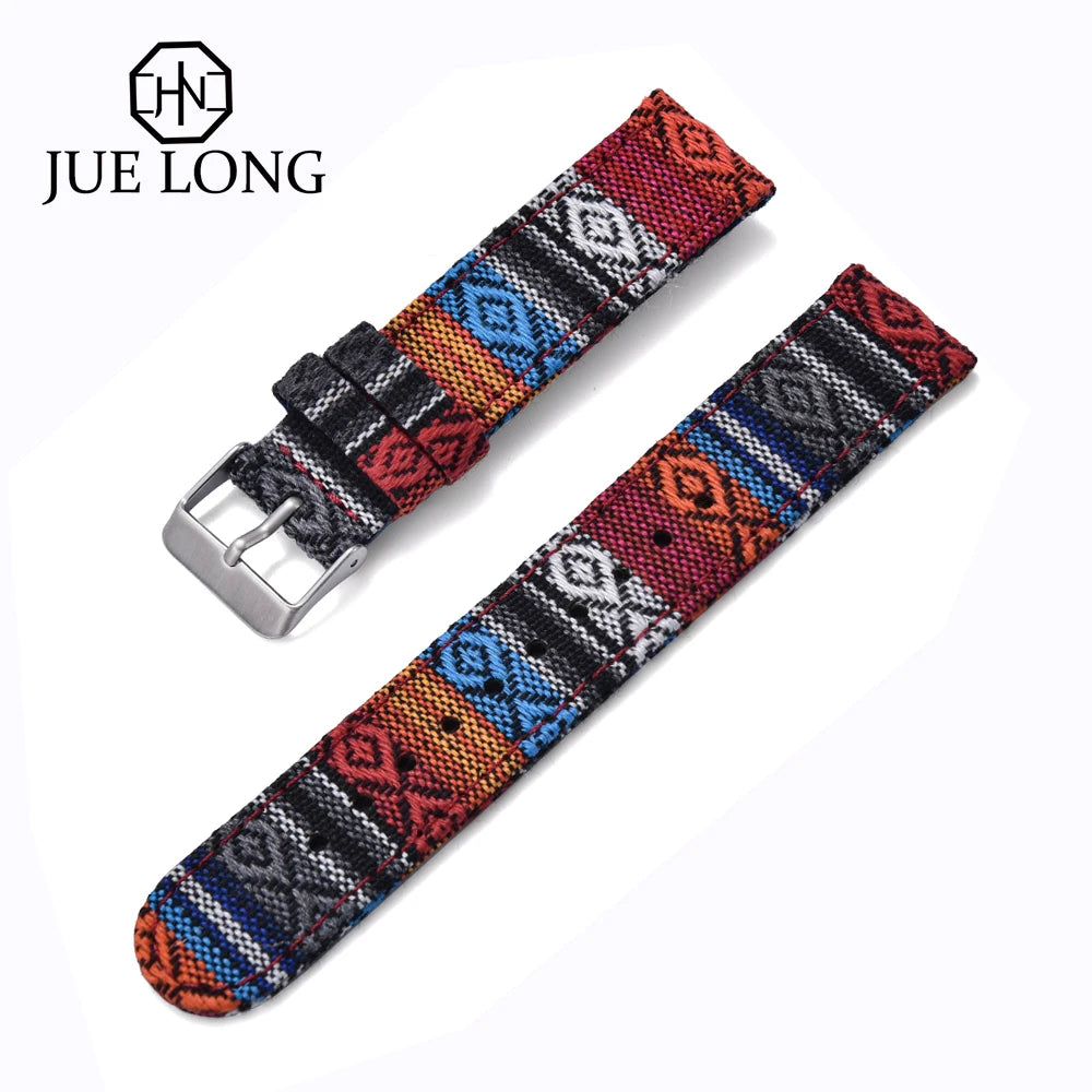 JUELONG Multicolor Nylon Sailcloth Watch Strap 20/22mm