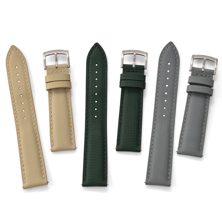 FKM Rubber Leather Watch Band 18/19/20/22mm Quick Release Sailcloth Leather Strap Butterfly Buckle Band For Omega Seiko Cartier