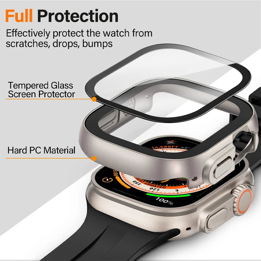 Cover For Apple Watch Ultra 3 Case 49mm Accessories PC Shockproof Bumper+Tempered Glass Screen Protector iwatch Series Ultra 2