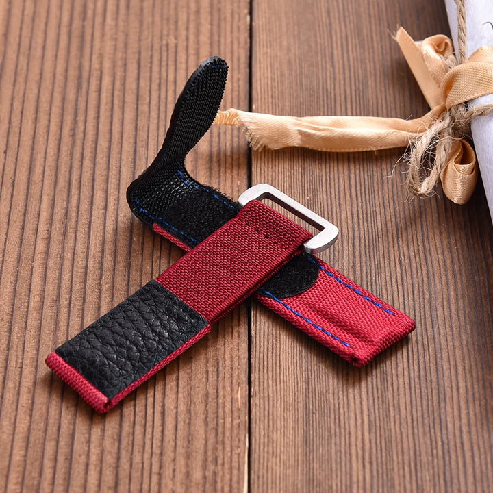 NATOBELT Hook And Loop Adhesive Watch Band Leather Elastic Nylon Sailcloth Watch Strap 20mm Watch Strap Replacement Watchbands