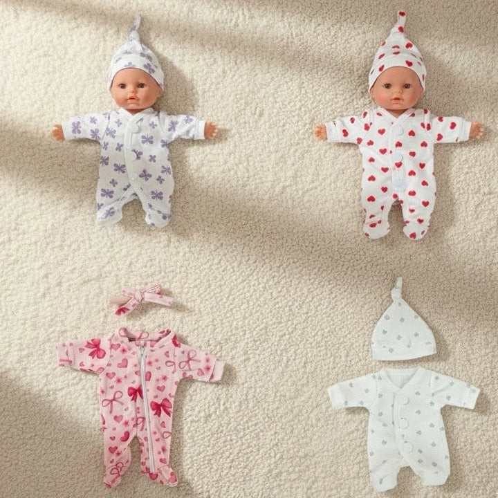 4‑Style Romper Outfits for 8–9″ Newborn Dolls