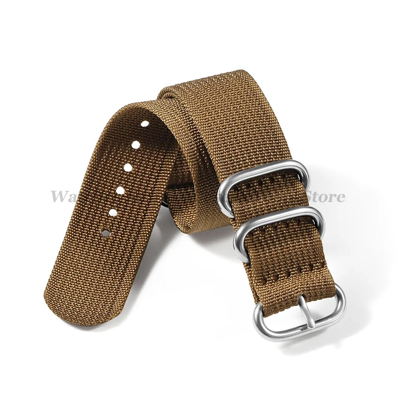 Sailcloth Nylon Watch Strap with Ring Buckle (18–24mm)