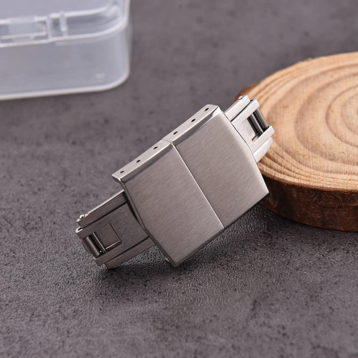 Solid Stainless Steel Folding Watch Buckle – 14/16/18mm Double Push
