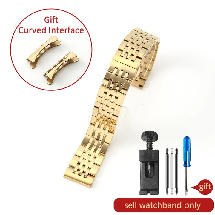 Stainless Steel Watch Strap for Tissot – 14–20mm, Silver & Rose Gold