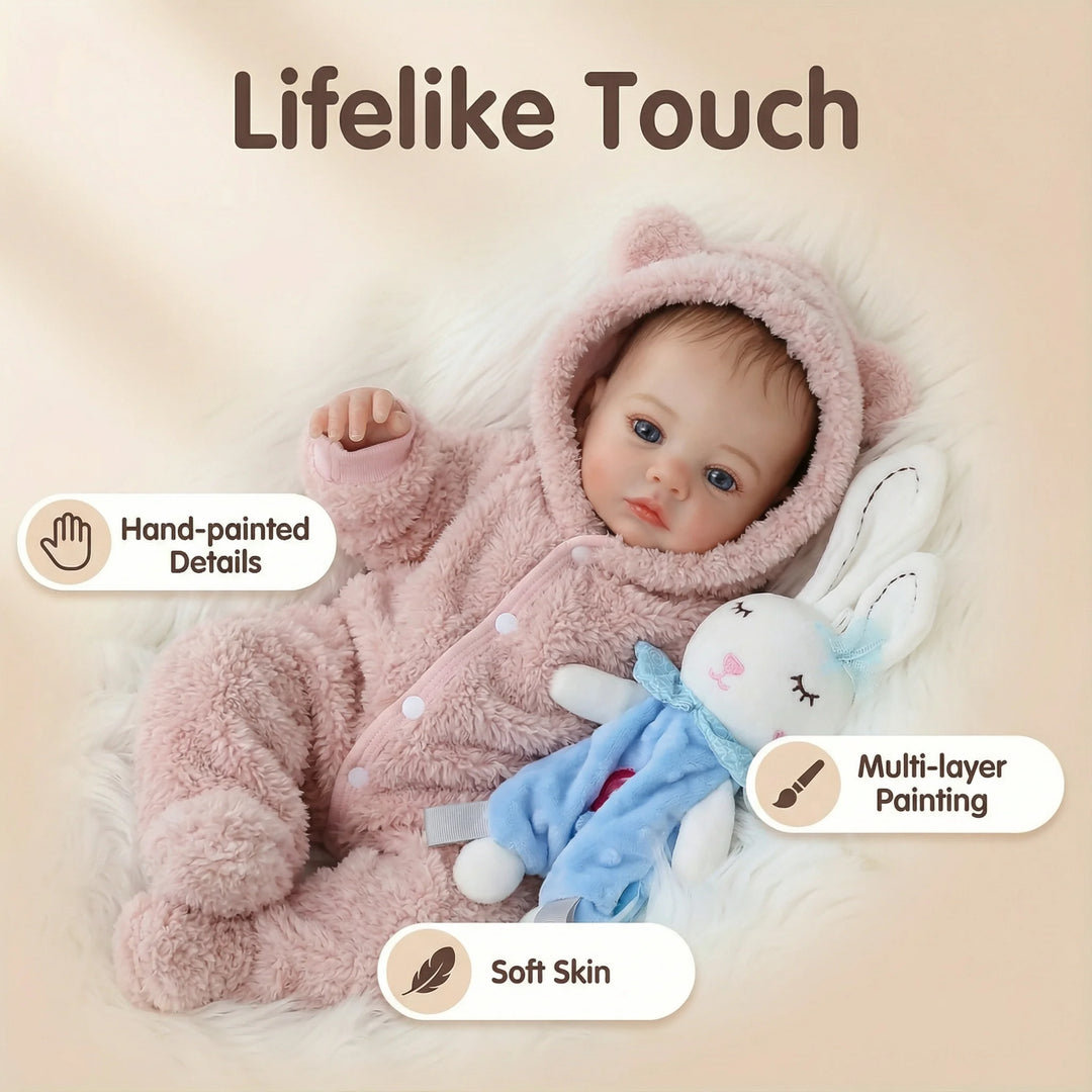 NPK 18inch Newborn Baby Doll Meadow Two Versions Lifelike Cuddly with 3D Skin Painting Multiple Layers Visible Veins Collectible