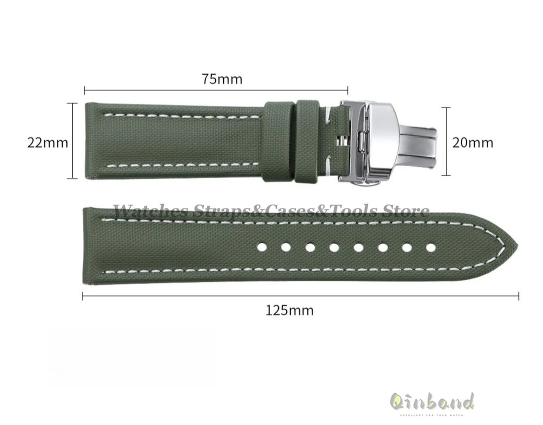 Sailcloth Nylon Watch Strap 18–22mm (Butterfly Buckle)