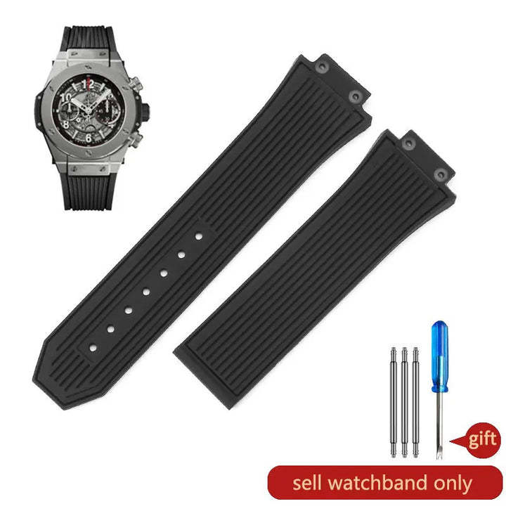 Soft Silicone Watch Band 27×17mm for Hublot Big Bang (Waterproof, Steel