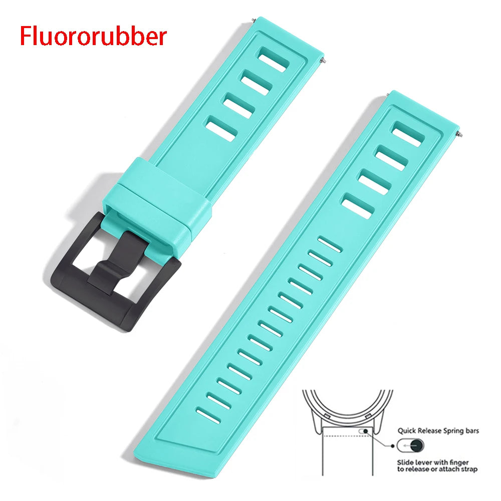 New Design SOFO Fluororubber FKM Watch Strap 20mm 22mm Waterproof Quick Release Watchbands For Each Brand Diving Watches