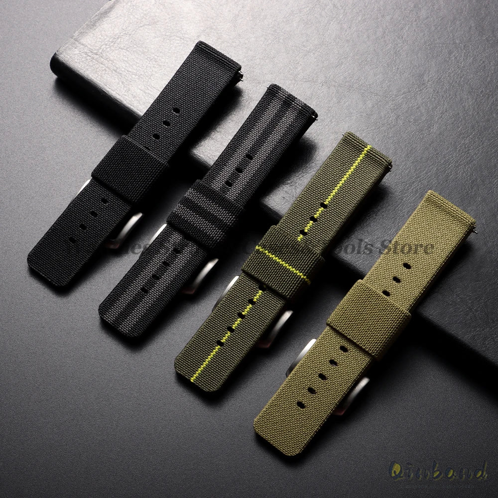 Nylon Watch Band 18mm 20mm 22mm 24mm Woven Elastic Strap for Seiko for Omega Quick Release Wristband Military Men's Sport Bands