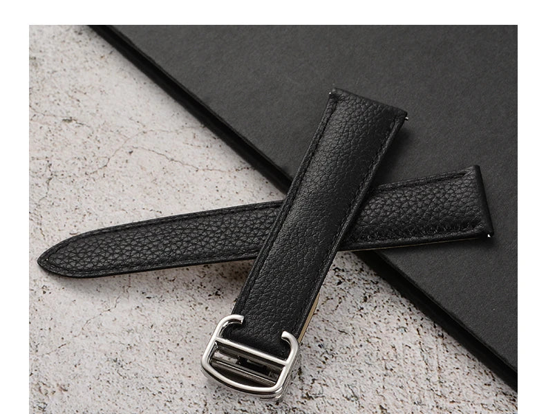 Cowhide Watch Strap Accessories for Cartier Tank – 16–23mm, Stainless Steel