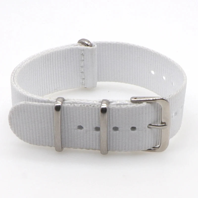 Striped Nylon Watch Strap with Silver Buckle (16-22mm)