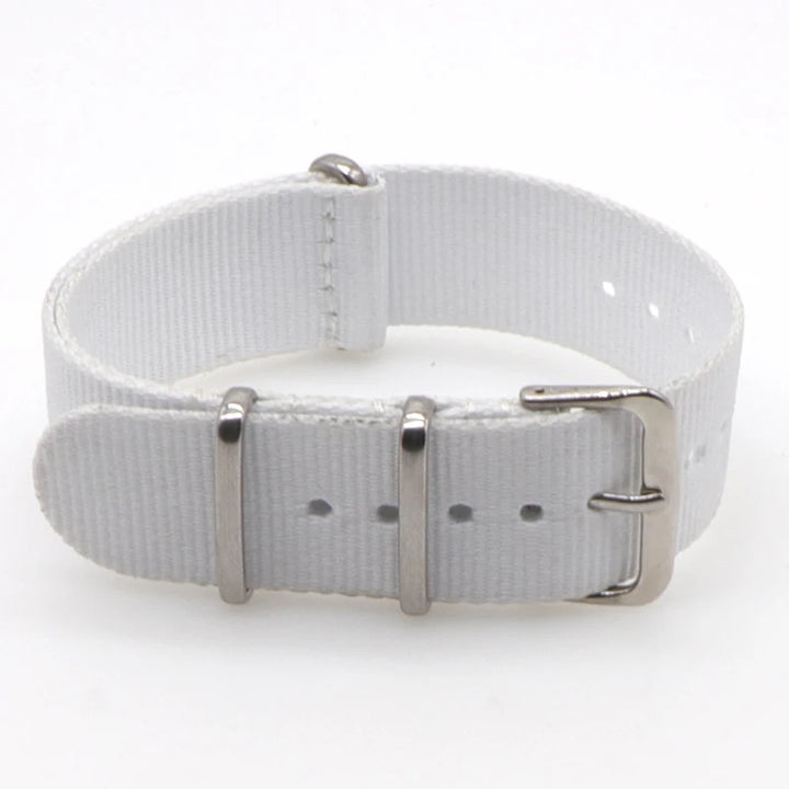 Striped Nylon Watch Strap with Silver Buckle (16-22mm)