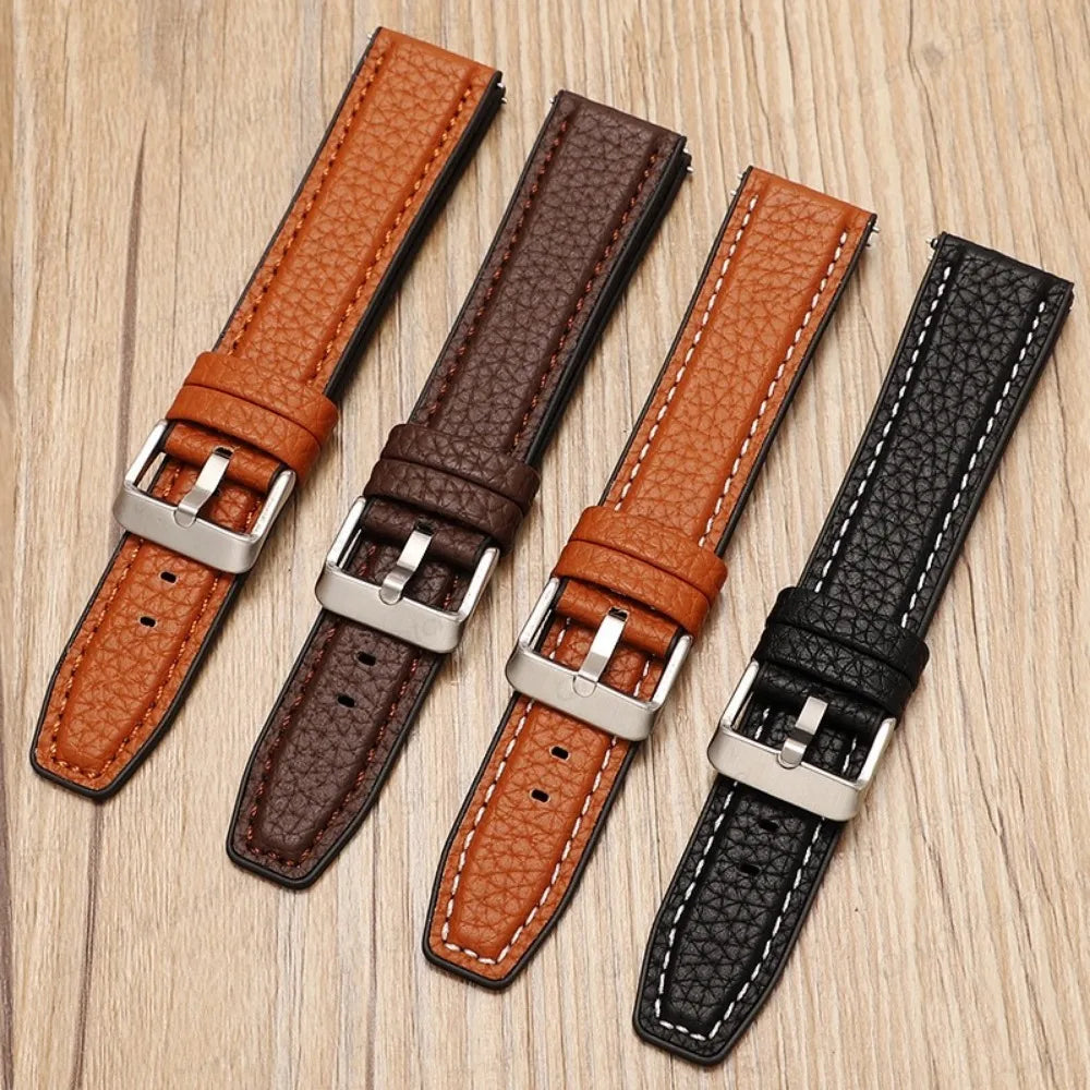 Silicone Leather Quick‑Release Watch Strap – 18/20/22mm, Waterproof for