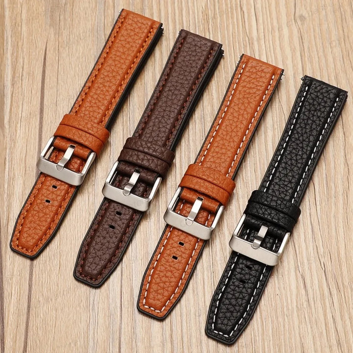 Silicone Leather Quick‑Release Watch Strap – 18/20/22mm, Waterproof for