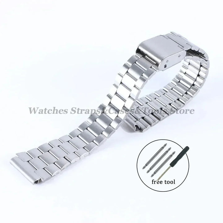 18mm For Casio A158W Watchband Stainless Steel Watch Strap for F-91W/F105/108/A158/168 AE1200/1300 Metal Small Watch Steel Band