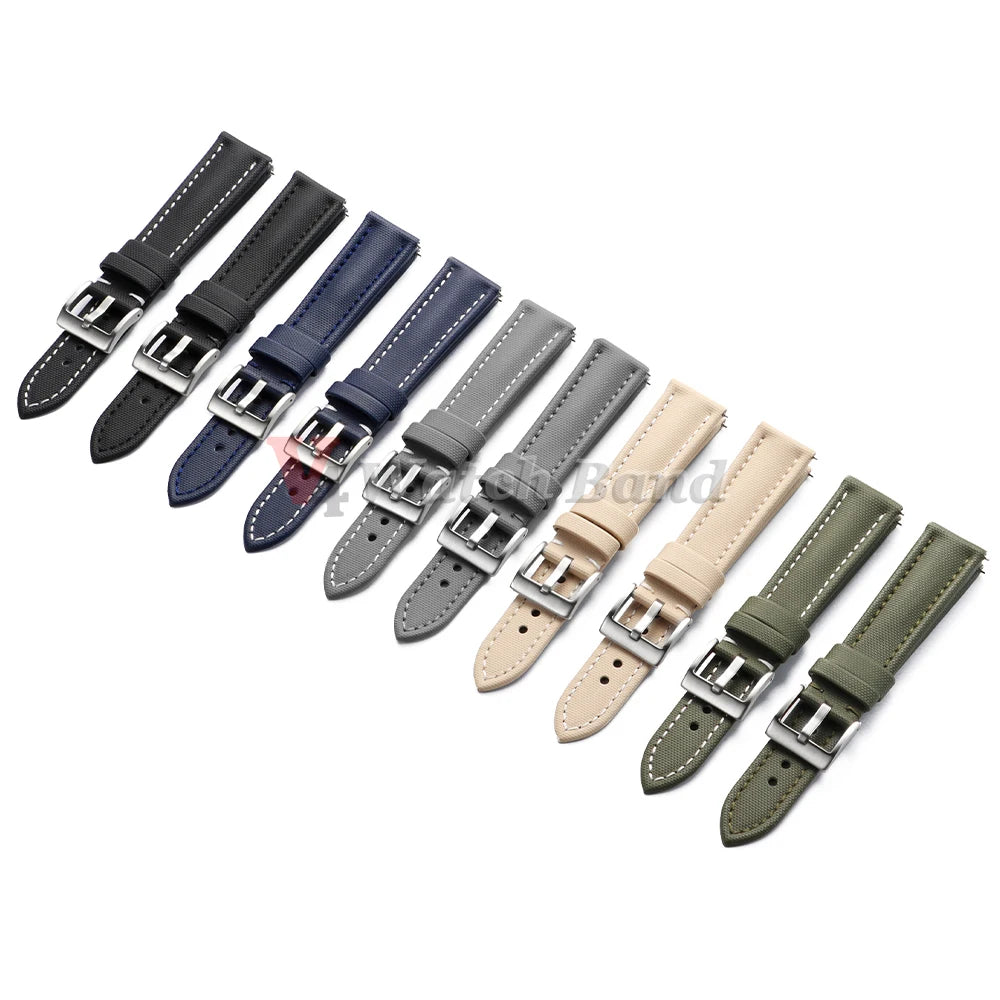 Waterproof Sailcloth Watch Band Premium Sailcloth Strap 18mm 19mm 21mm Durable Nylon Quick Release Bracelet 20mm 22mm Wristbelt