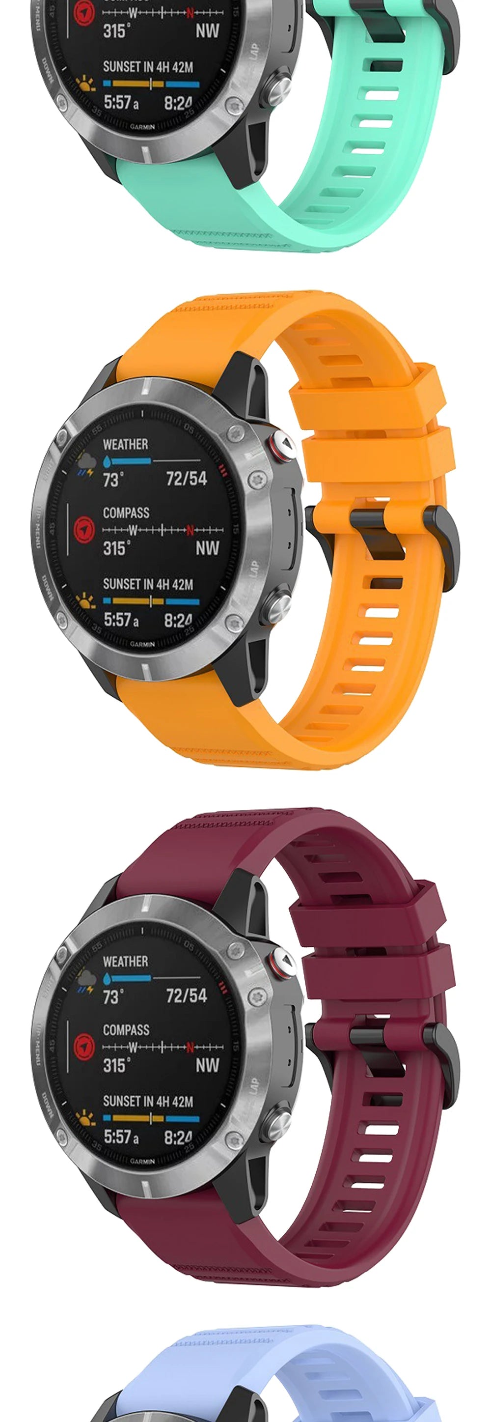 Silicone QuickFit Watch Strap – 20-26mm for Garmin Fenix & Epix