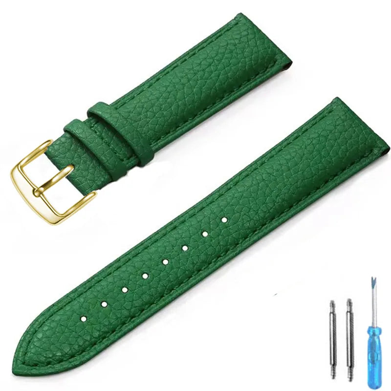 Genuine Leather Watch Band 12mm 14mm 16mm 18mm 20mm Watch Strap for Man Women High-quality Wrist Watchband + Tool