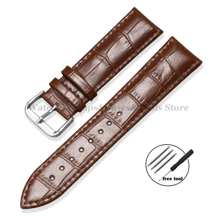 Calfskin Leather Strap Slub Pattern 12/13/14/15/16/17/18/19/20/21/22/23/24mm Universal Watchband for Samsung SmartWatch Bracelet