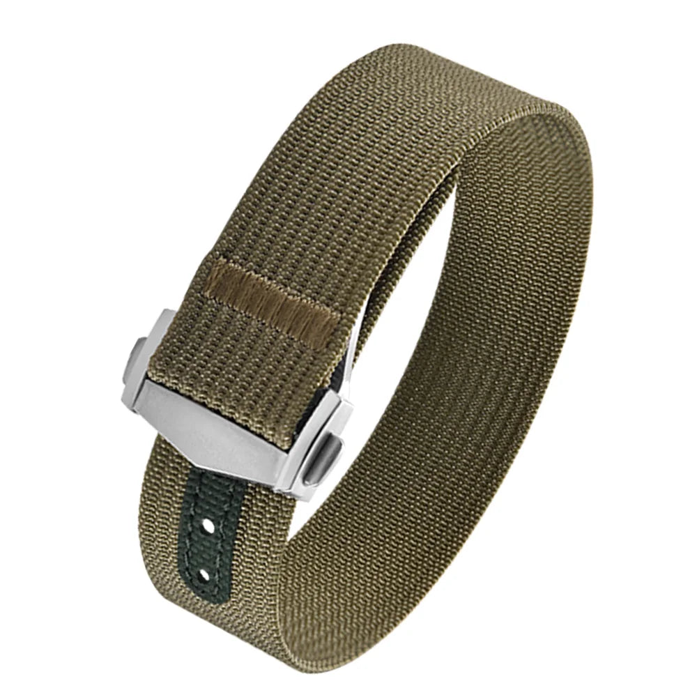 JUELONG Canvas Sailcloth Watch Strap 18mm 20mm 22mm Rubber Hole Sport Waterproof Folding Buckle Watchband For Omega Swatch Moon
