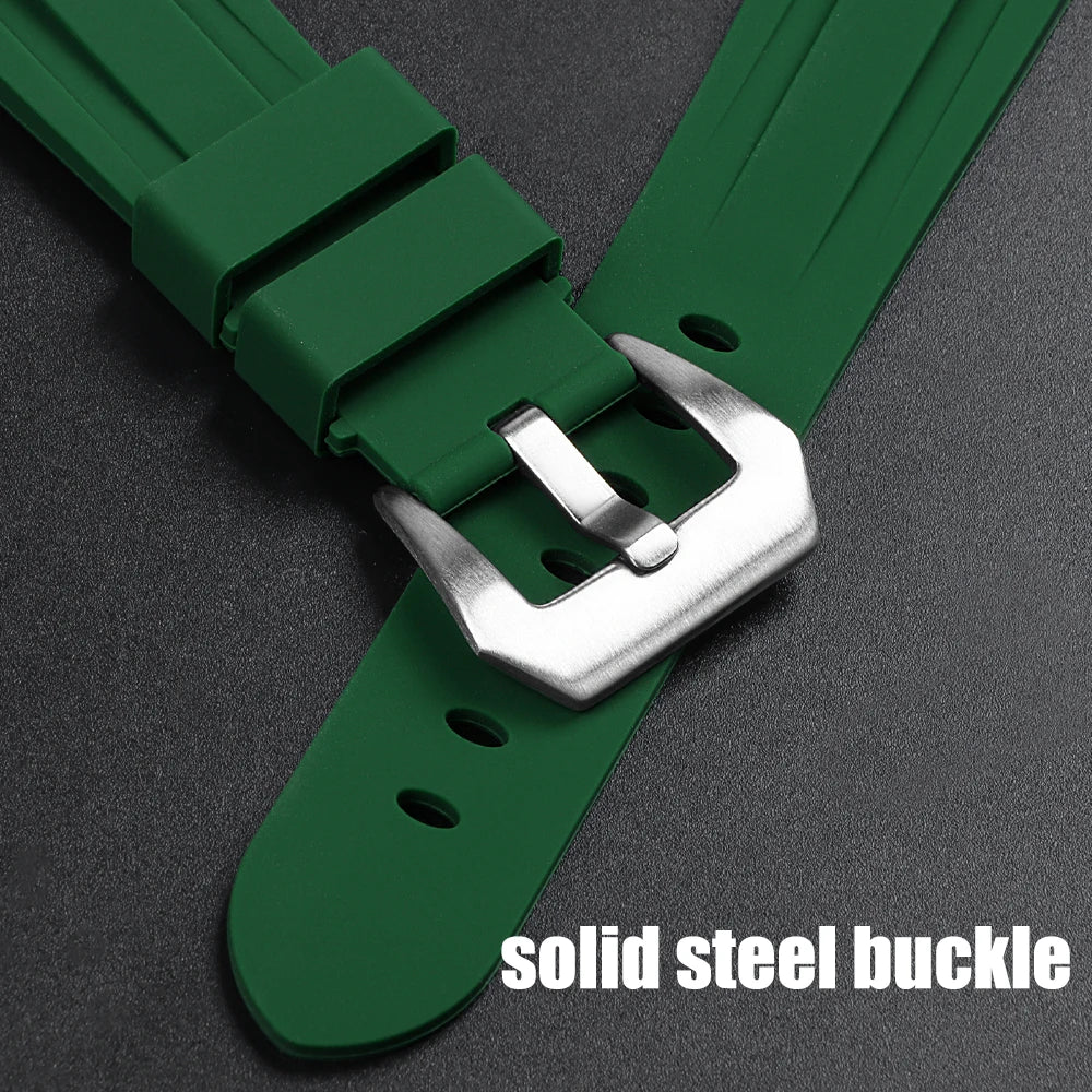 Quick Release Silicone Watch Band 20–26mm for Panerai, Omega, Seiko & Casio